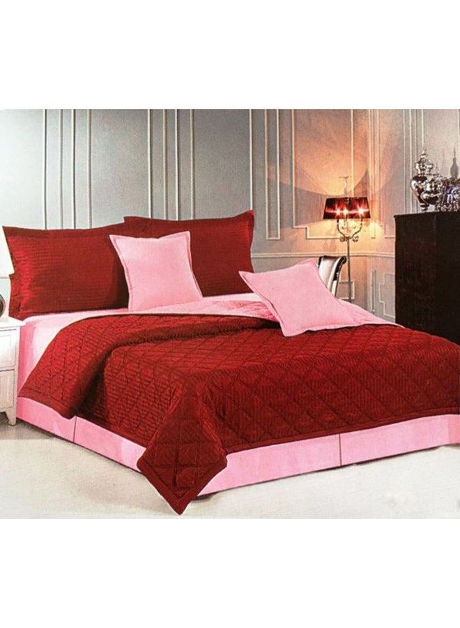 6-Piece Compressed King Size Two-Sided Comforter Set Microfiber Red/Pink