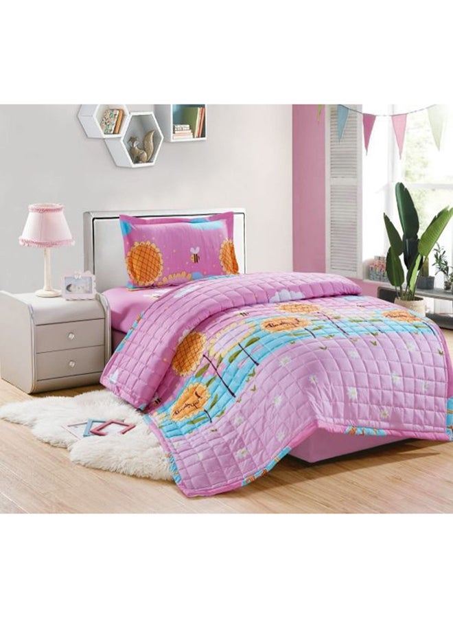 مون طقم لحاف مضغوط مكون من 3 قطع مايكروفايبر وردي