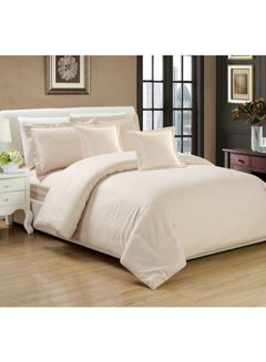 6-Piece King Size Hotel Stripe Comforter Set Microfiber Beige 220x240cm