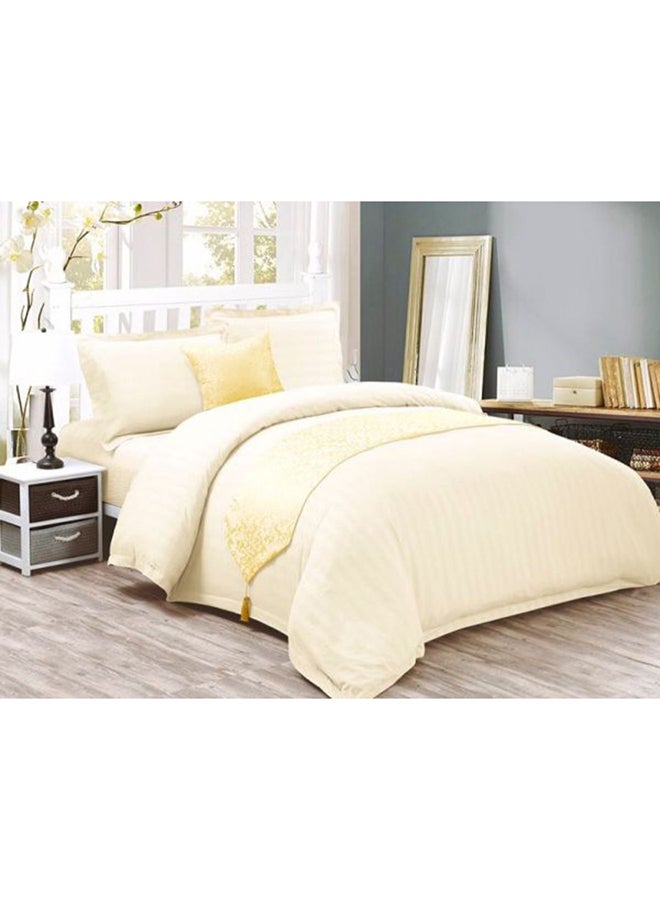 Hours 6-Piece Hotel Stripe King Size Comforter Set Microfiber Beige 