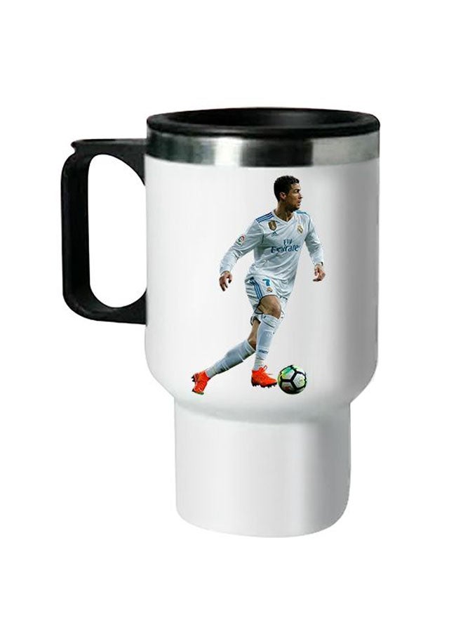Printed Stainless Steel Thermal Mug White/Black 