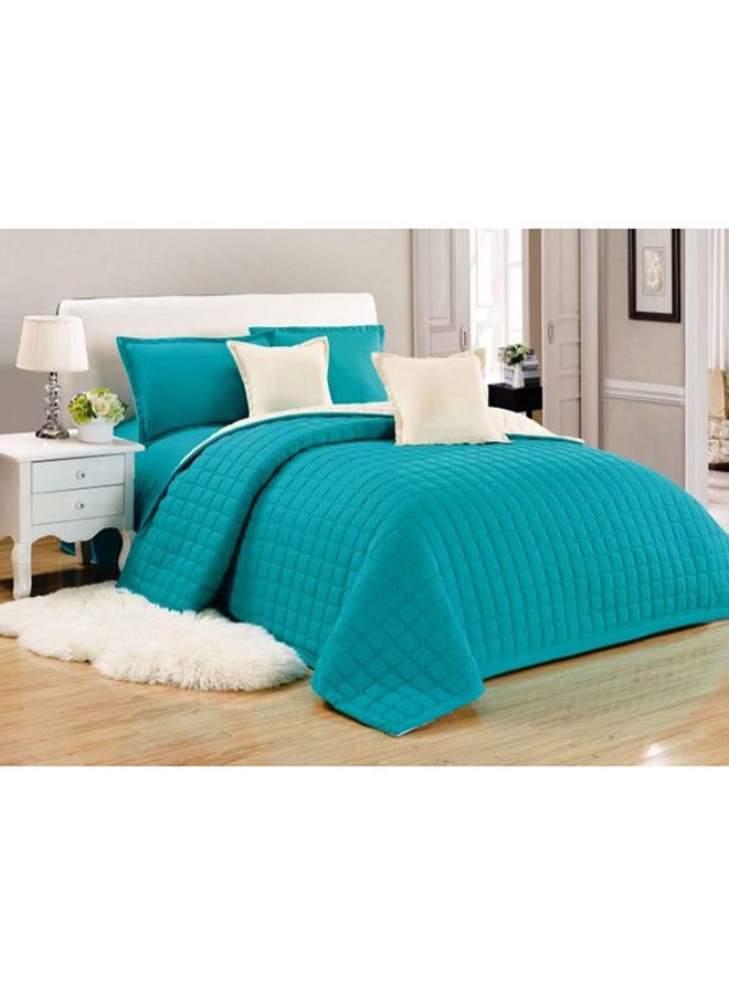 6-Piece Compressed Two-Sided King Size Comforter Set Microfiber Turquoise/White