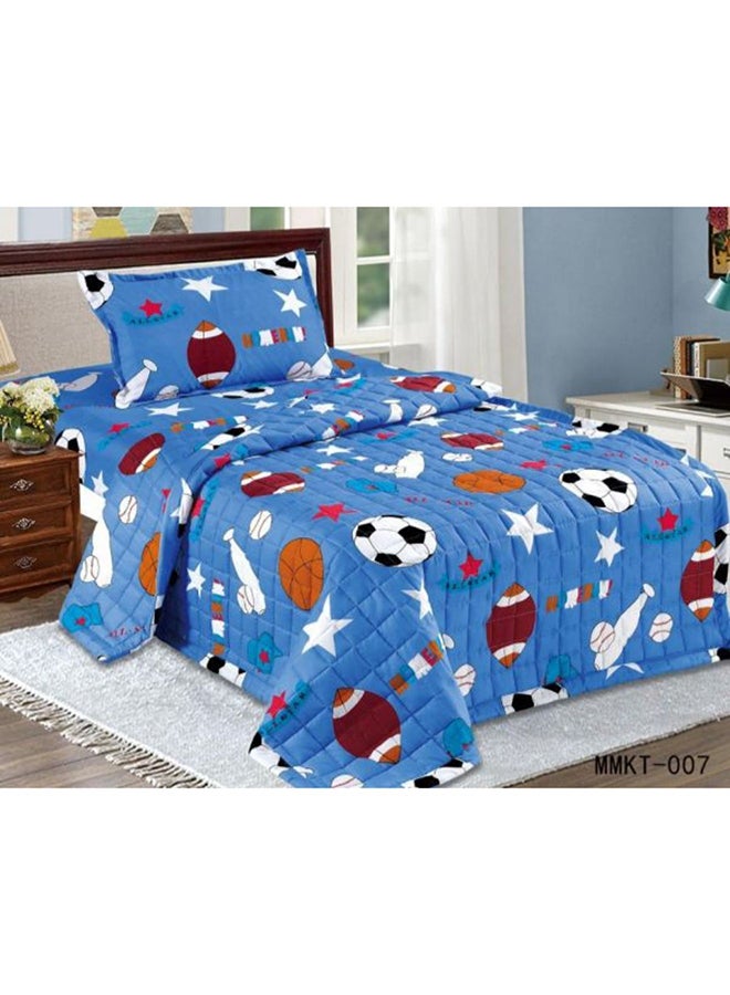 Ming Li 3-Piece Ball Design Compressed Double-Side Single Size Comforter Set Microfiber Blue 160 x 210cm 