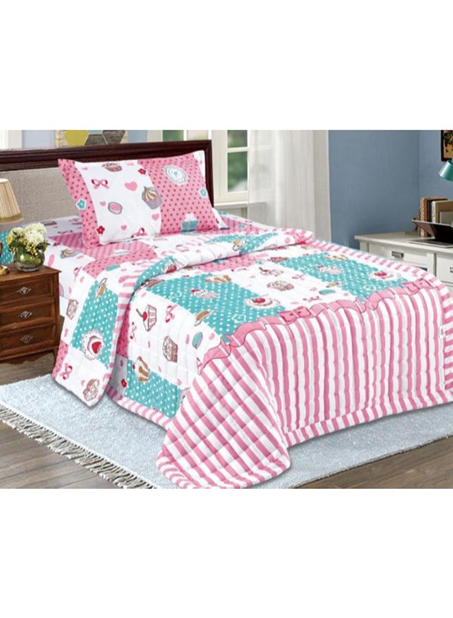 3-Piece Sweets Design Compressed Double Side Single Size Comforter Set Microfiber Multicolor
