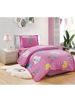3-Piece Single Size Comforter Set Microfiber Pink