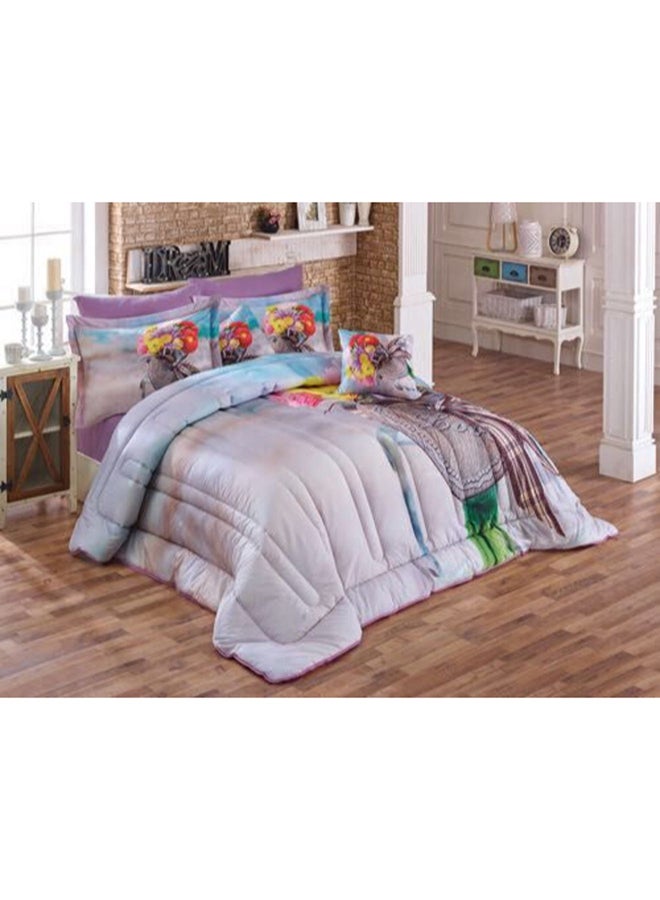 Hours 8-Piece Digital King Size Comforter Set Microfiber Multicolor 240 x 260cm 