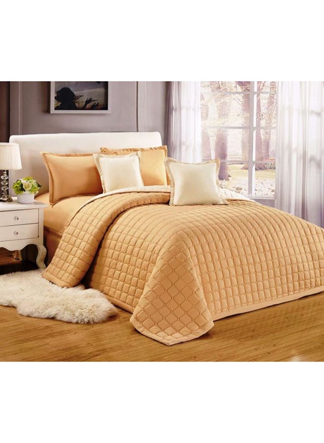 طقم سرير بجانبين مضغوط مقاس مفرد من 4 قطع مايكروفايبر بيج