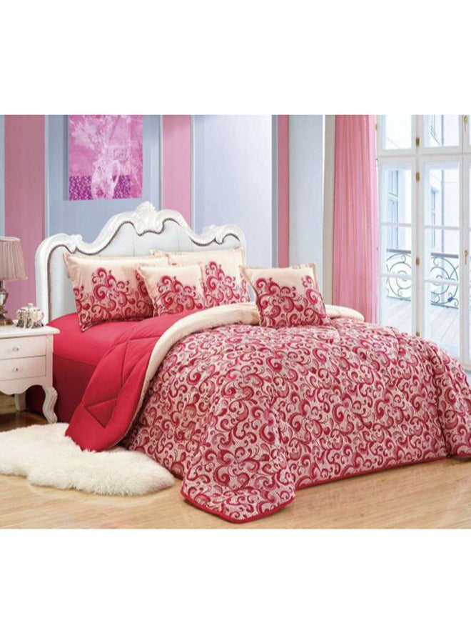 مون طقم سرير بيزلي مقاس مفرد من 4 قطع مايكروفايبر أحمر وأسود