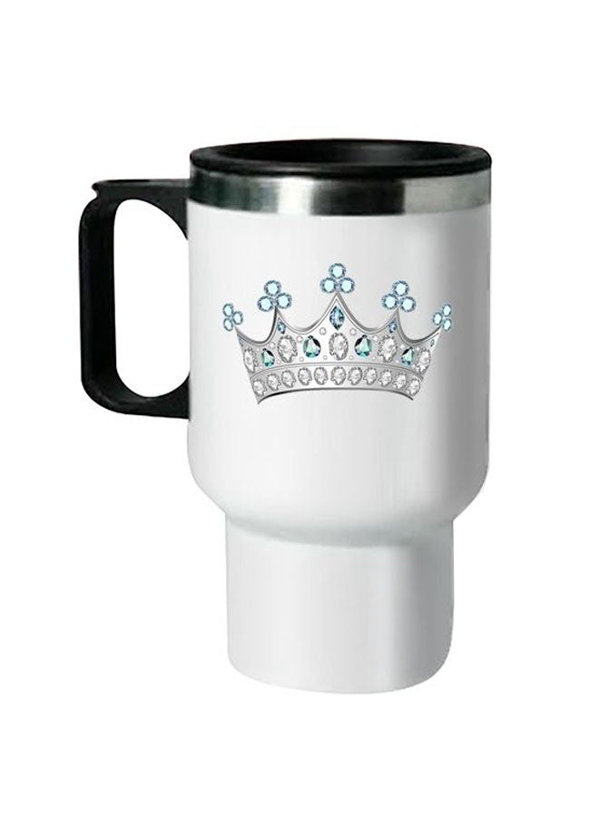 Printed Stainless Steel Thermal Mug White/Black 