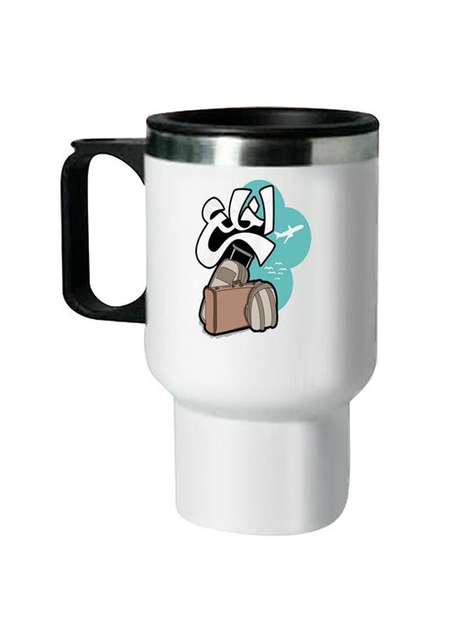 Printed Stainless Steel Thermal Mug White/Black 