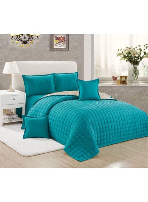 6-Piece Compressed Single Size Two-sided Comforter Set microfiber Turquoise 240 x 260cm