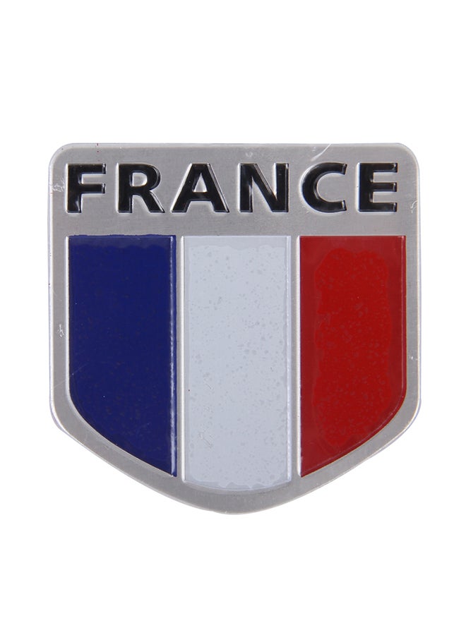 Generic French Flag Style Shield Shape Metal Car Badge Sticker  - Image 1