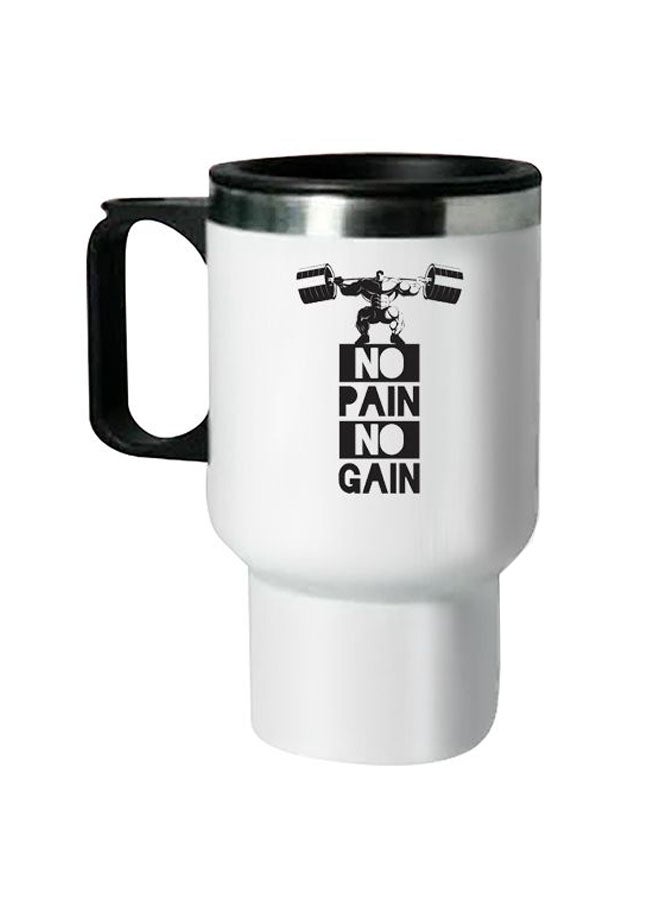 Printed Stainless Steel Thermal Mug White/Black 
