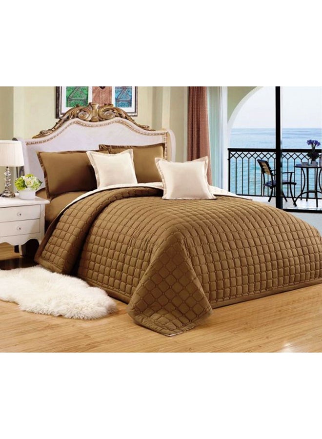 4-Piece Compressed Two-Sided Single Size Comforter Set Microfiber Brown 
