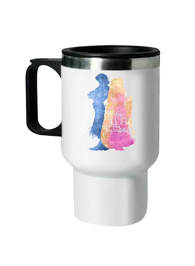 Printed Stainless Steel Thermal Mug White/Black 