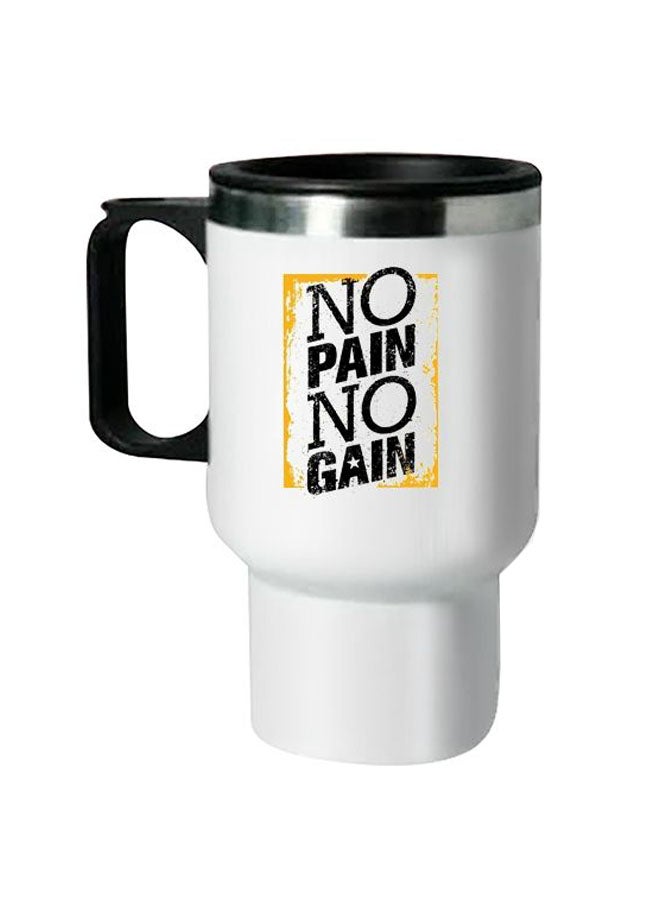 Printed Stainless Steel Thermal Mug White/Black 