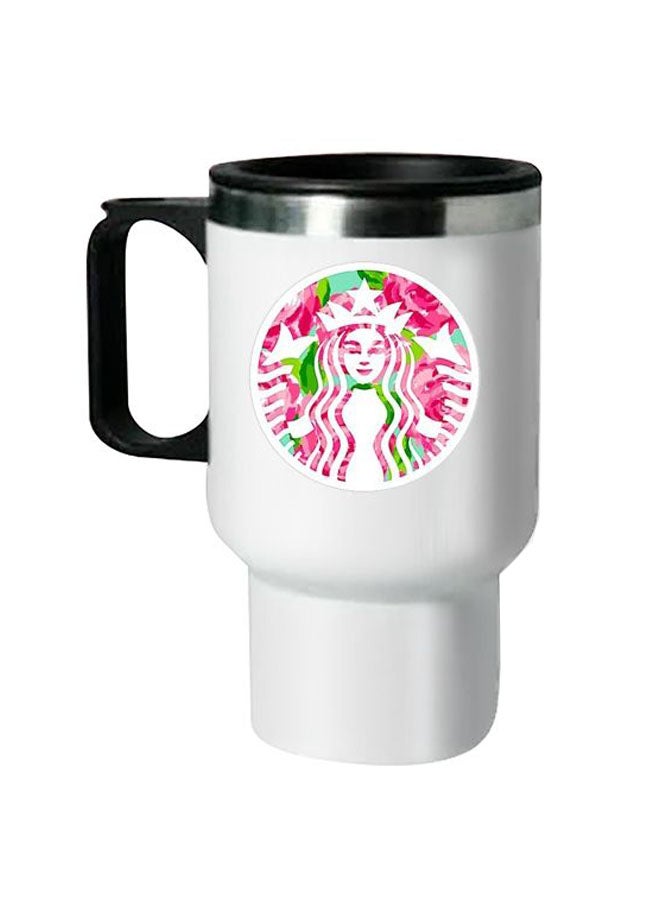 Printed Stainless Steel Thermal Mug White/Black 