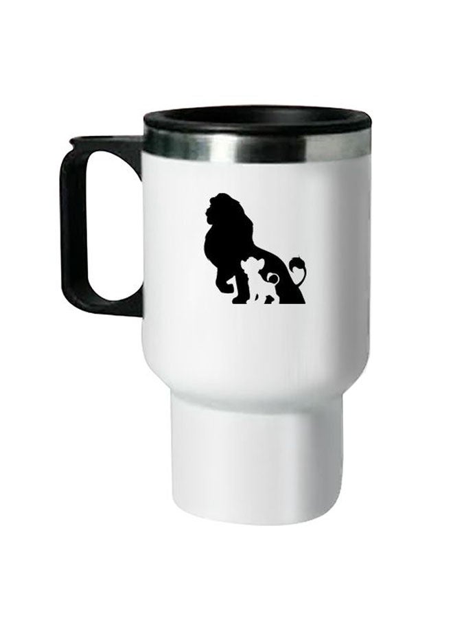 Printed Stainless Steel Thermal Mug White/Black 