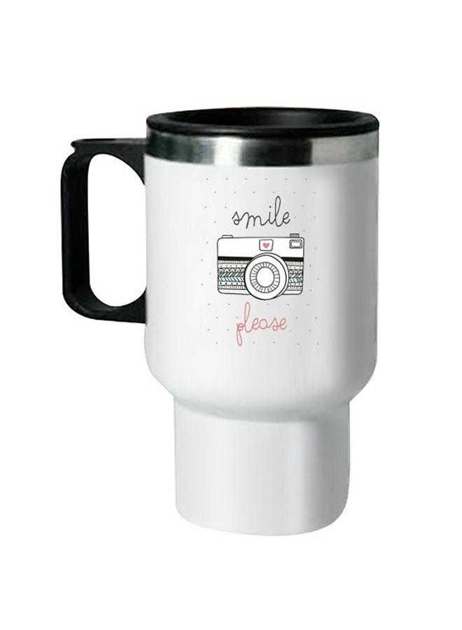Printed Stainless Steel Thermal Mug White/Black 