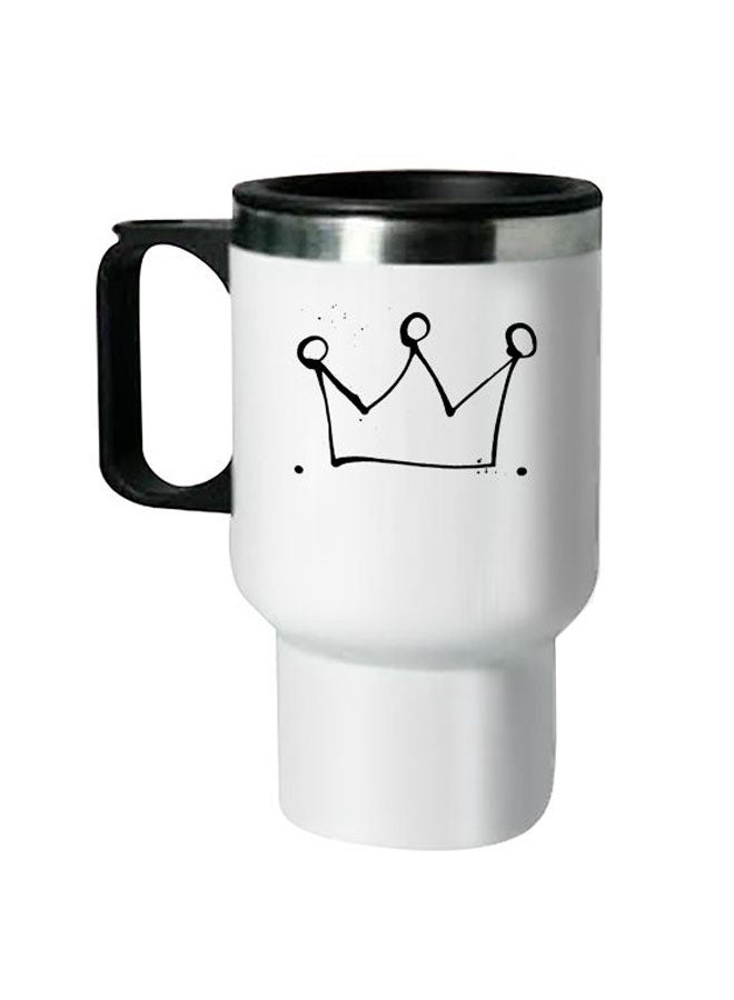 Printed Stainless Steel Thermal Mug White/Black 