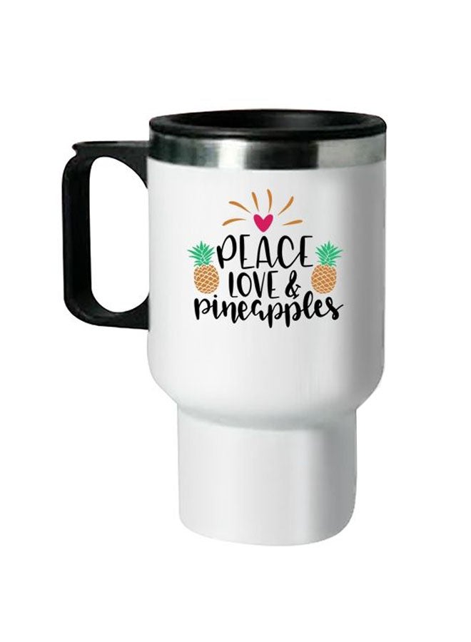 Printed Stainless Steel Thermal Mug White/Black 