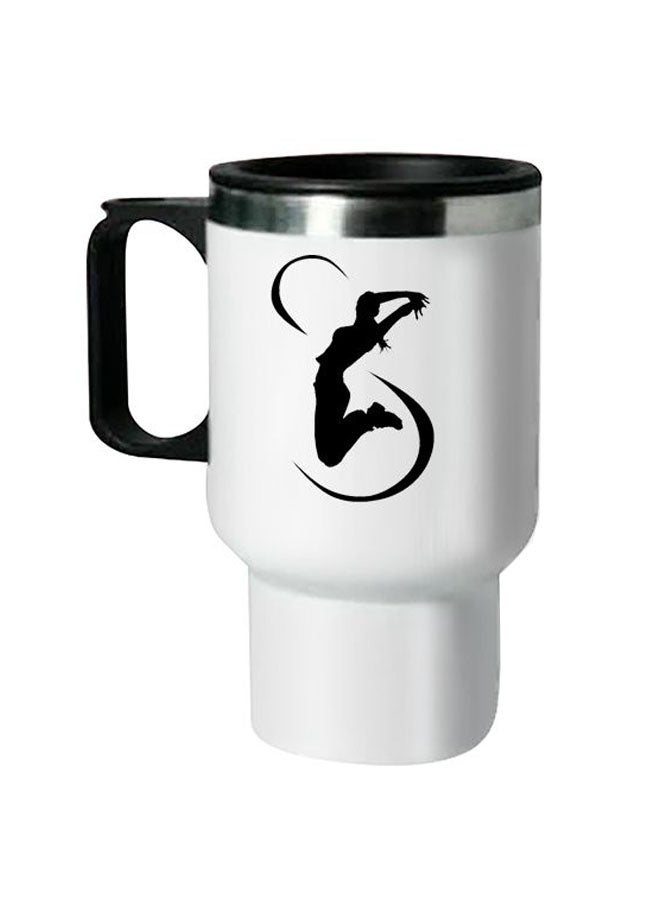 Printed Stainless Steel Thermal Mug White/Black 