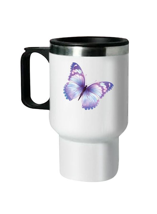 Printed Stainless Steel Thermal Mug White/Black 