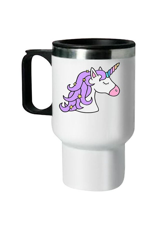 Printed Stainless Steel Thermal Mug White/Black 