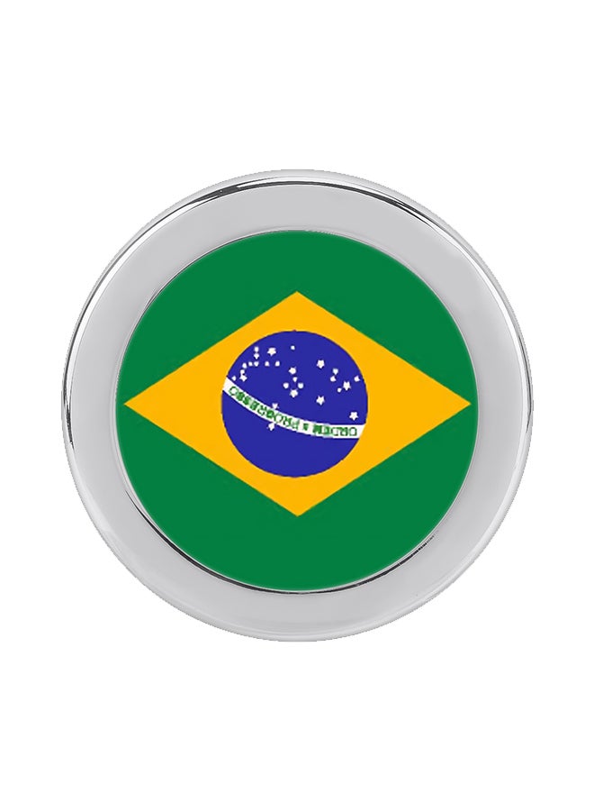 Generic Brazilian Flag Pattern Front Grill Metal Decorative Sticker  - Image 1