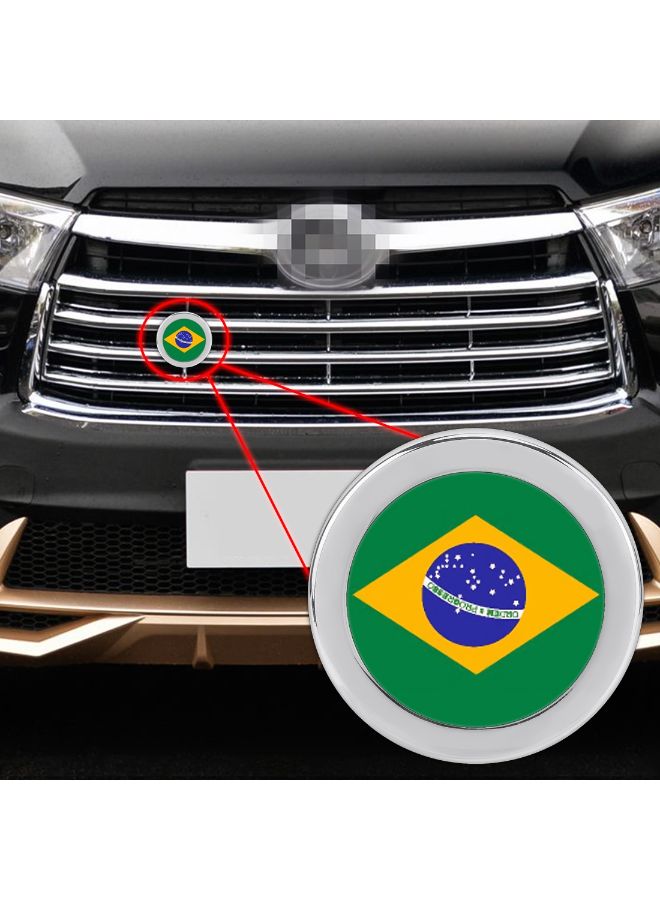 Generic Brazilian Flag Pattern Front Grill Metal Decorative Sticker  - Image 5