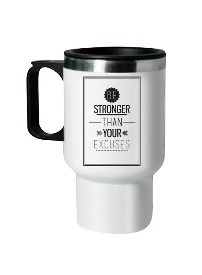 Printed Stainless Steel Thermal Mug White/Black 