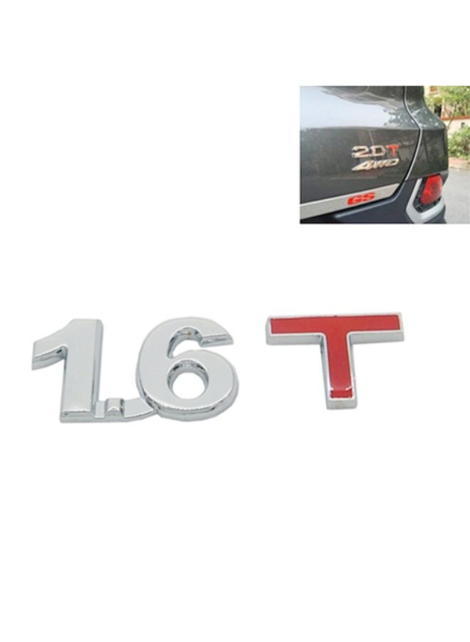 Generic Decal Chromed Metal 1.6t Car Badge Emblem  - Image 2