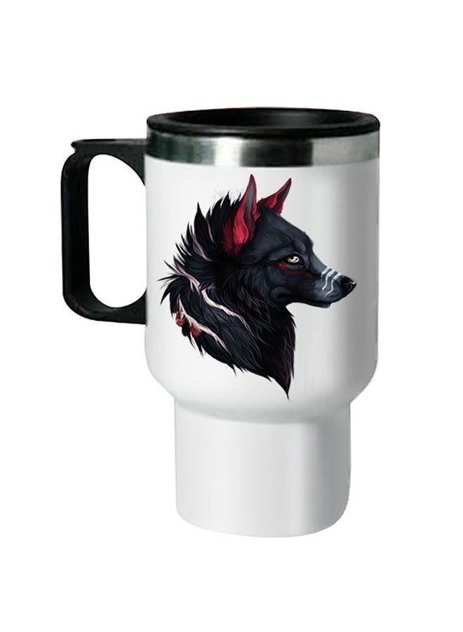 Printed Stainless Steel Thermal Mug White/Black 