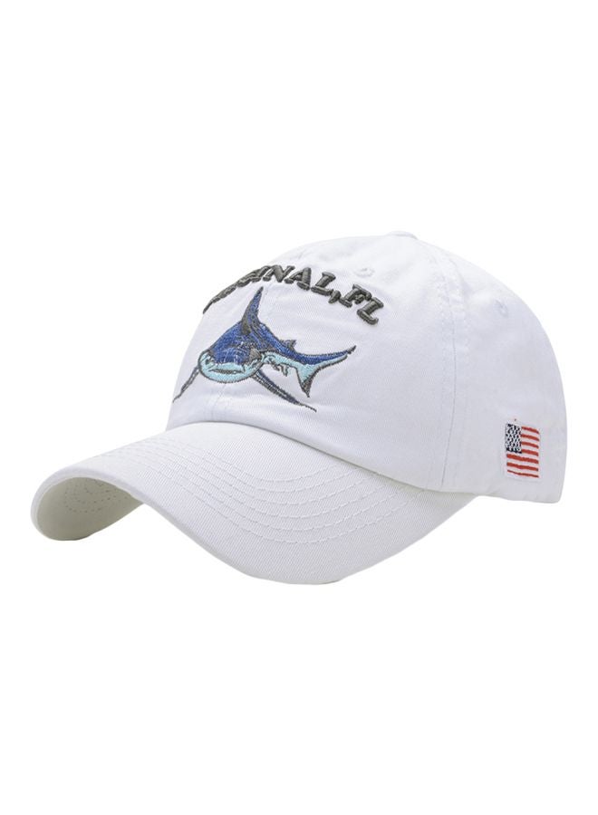 Embroidered Sports Cap White/Grey/Blue