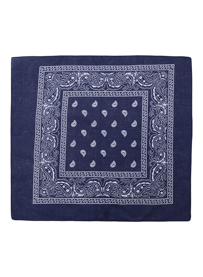 Floral Printed Headscarf Navy Blue/White