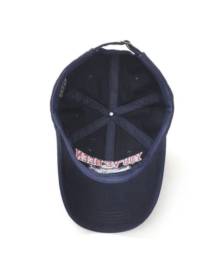 Embroidered Cricket Cap Navy Blue/Red - Image 2