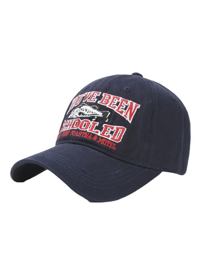 Embroidered Cricket Cap Navy Blue/Red - Image 1