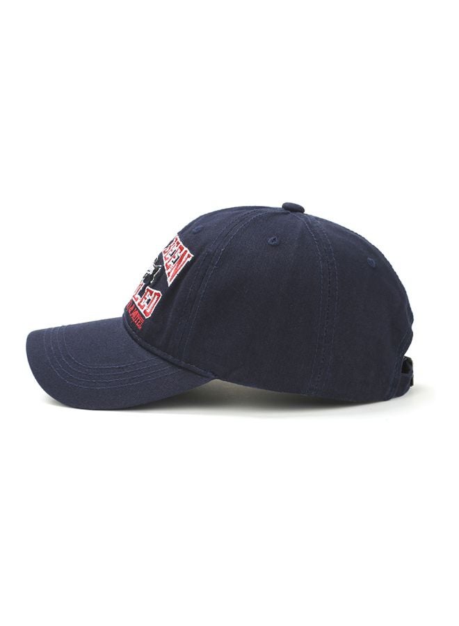 Embroidered Cricket Cap Navy Blue/Red - Image 4