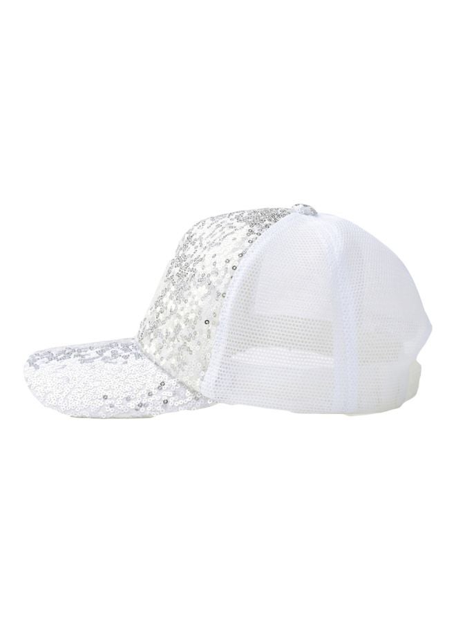 Embroidered Cricket Cap White/Silver - Image 1