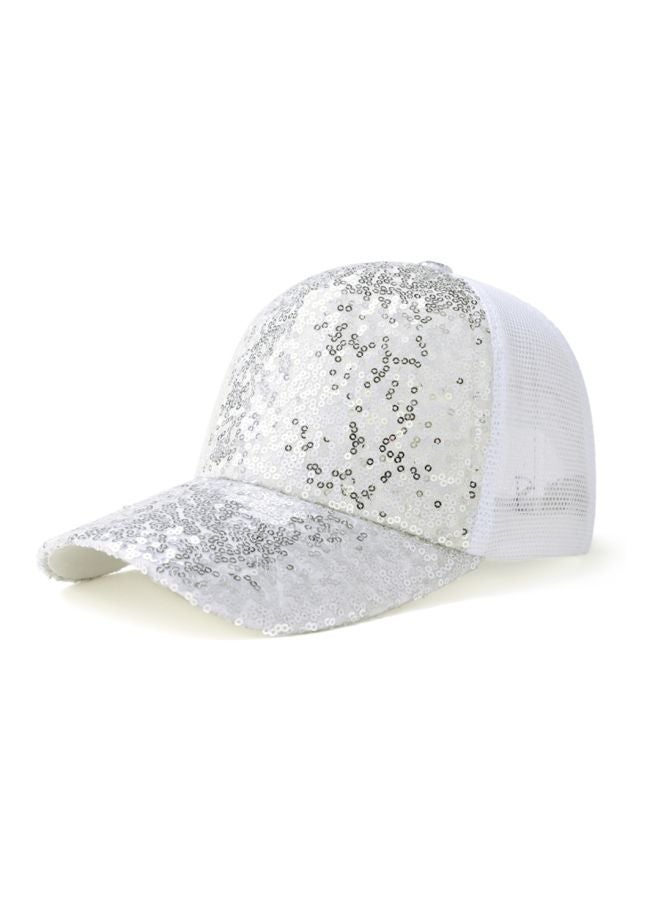 Embroidered Cricket Cap White/Silver - Image 5