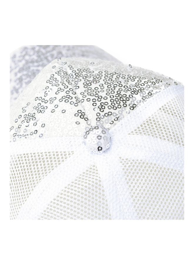 Embroidered Cricket Cap White/Silver - Image 4