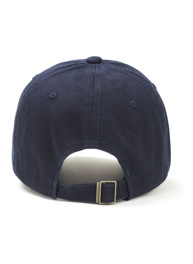 Embroidered Cricket Cap Navy Blue/Red - Image 3