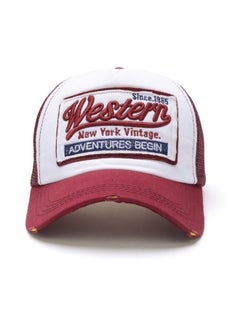 Generic Embroidered Cricket Cap Maroon/White  - Image 2