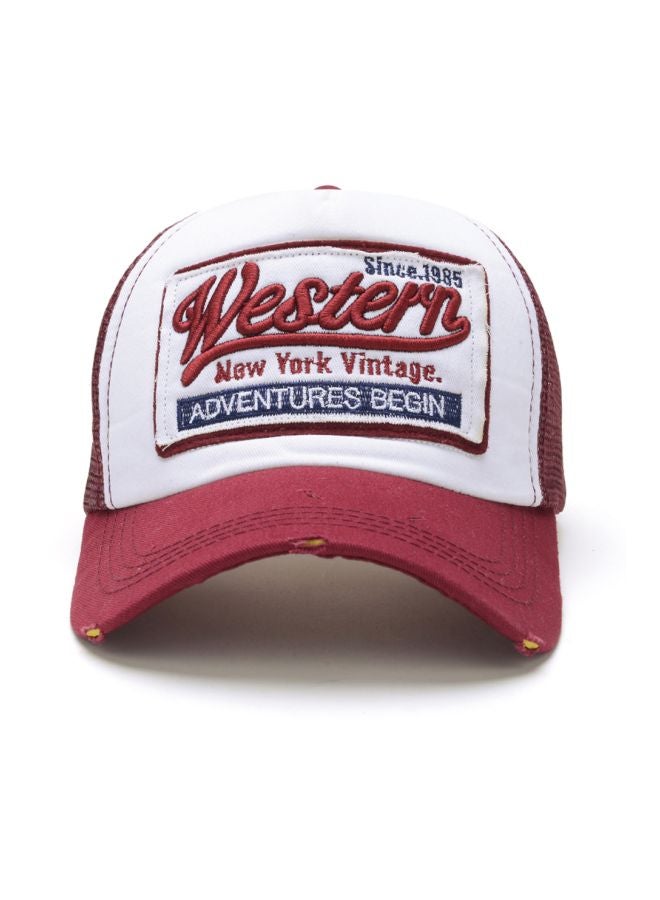 Embroidered Cricket Cap Maroon/White  - Image 2