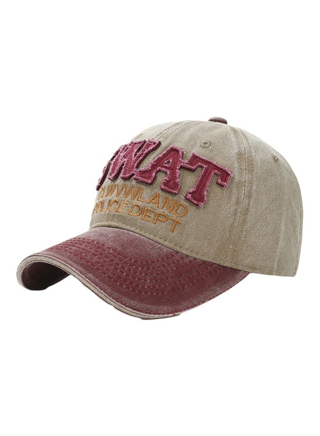 Embroidered Cricket Cap Beige/Red/Orange