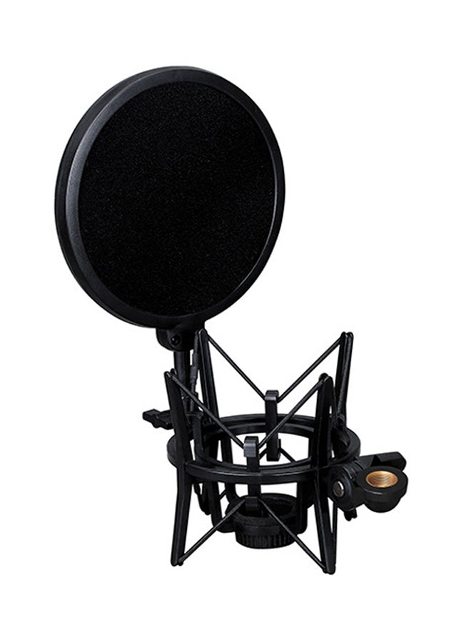 Generic - SH-100 Portable Shock Mount Mic Shock Holder for Microphones SH-100 Black - Image 1