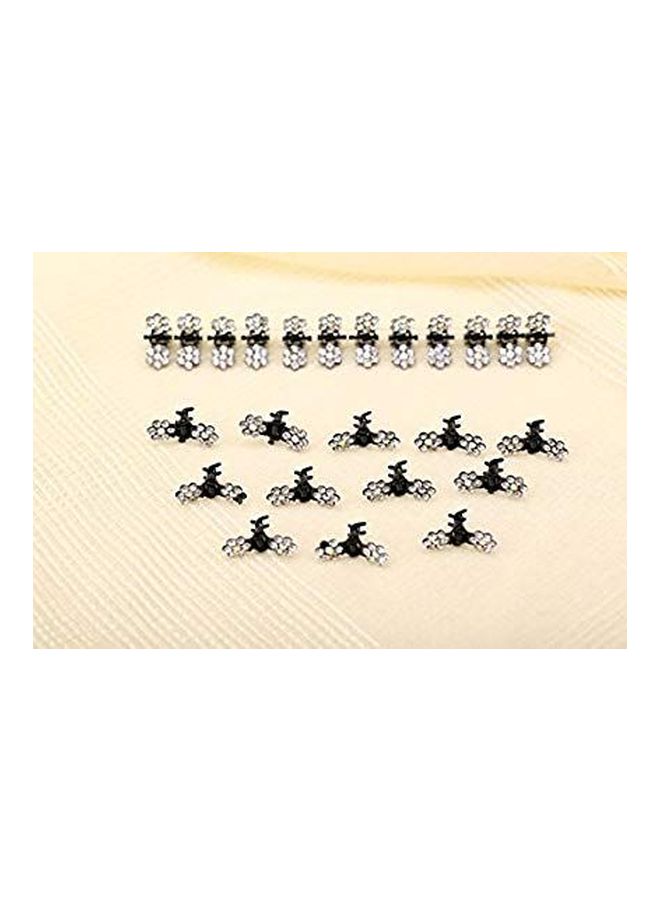 Teanfa 12-Piece Rhinestone Flower Jaw Clip Black/Clear - Image 2