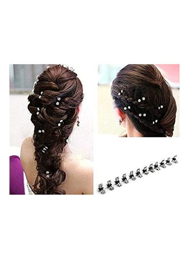 Teanfa 12-Piece Rhinestone Flower Jaw Clip Black/Clear - Image 3
