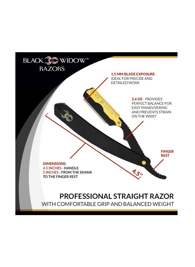 Black Widow Executive Brand Razor - Professional Straight Razor Black/Gold - Image 1