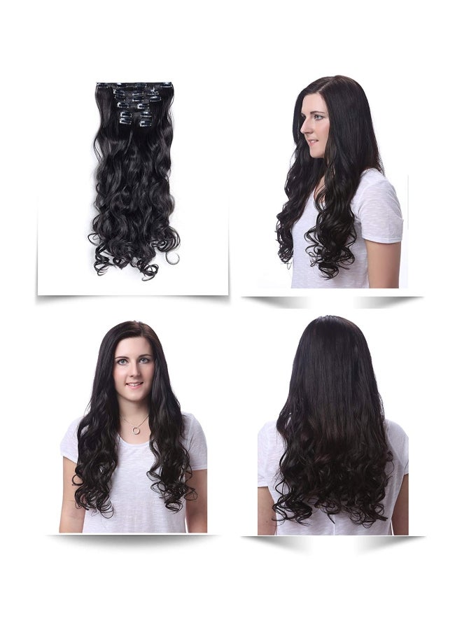 OneDor 7-Piece Curly Full Head Clip-On Hair Extension Set 1B-Off Black 20inch  - Image 2